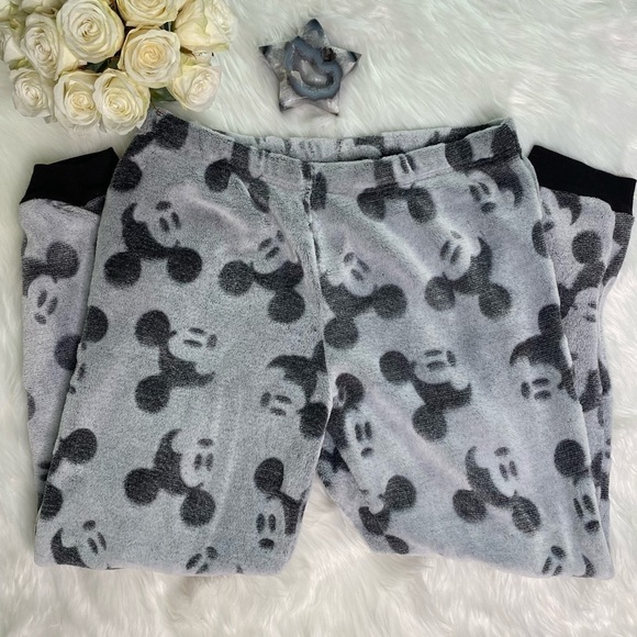 Disney Mickey Mouse PJ Bottoms Grey Black L - Picture 1 of 7